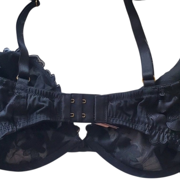 Victoria's Secret Dream Angels Black Floral Lace Plunge Unlined Bra Size 36DDD - Picture 4 of 7